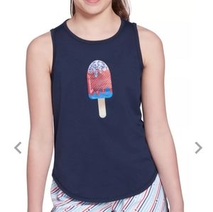 NWT GIRL'S GRAPHIC TANK University Navy Popsicle